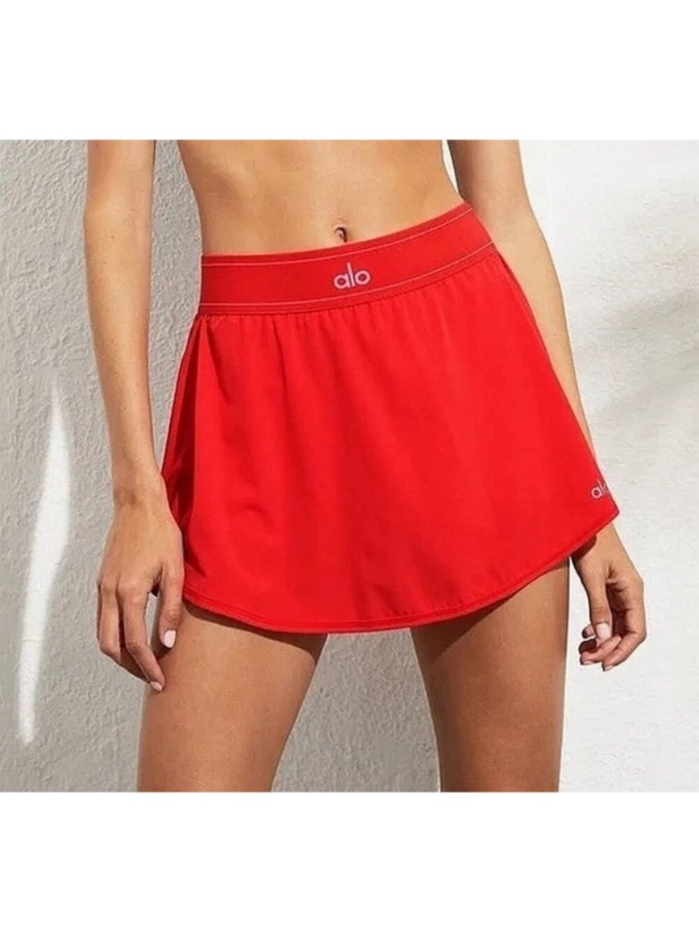 Alo Match Point Tennis Skirt Red Hot Summer Active Sports Run Shorts Mini Skort